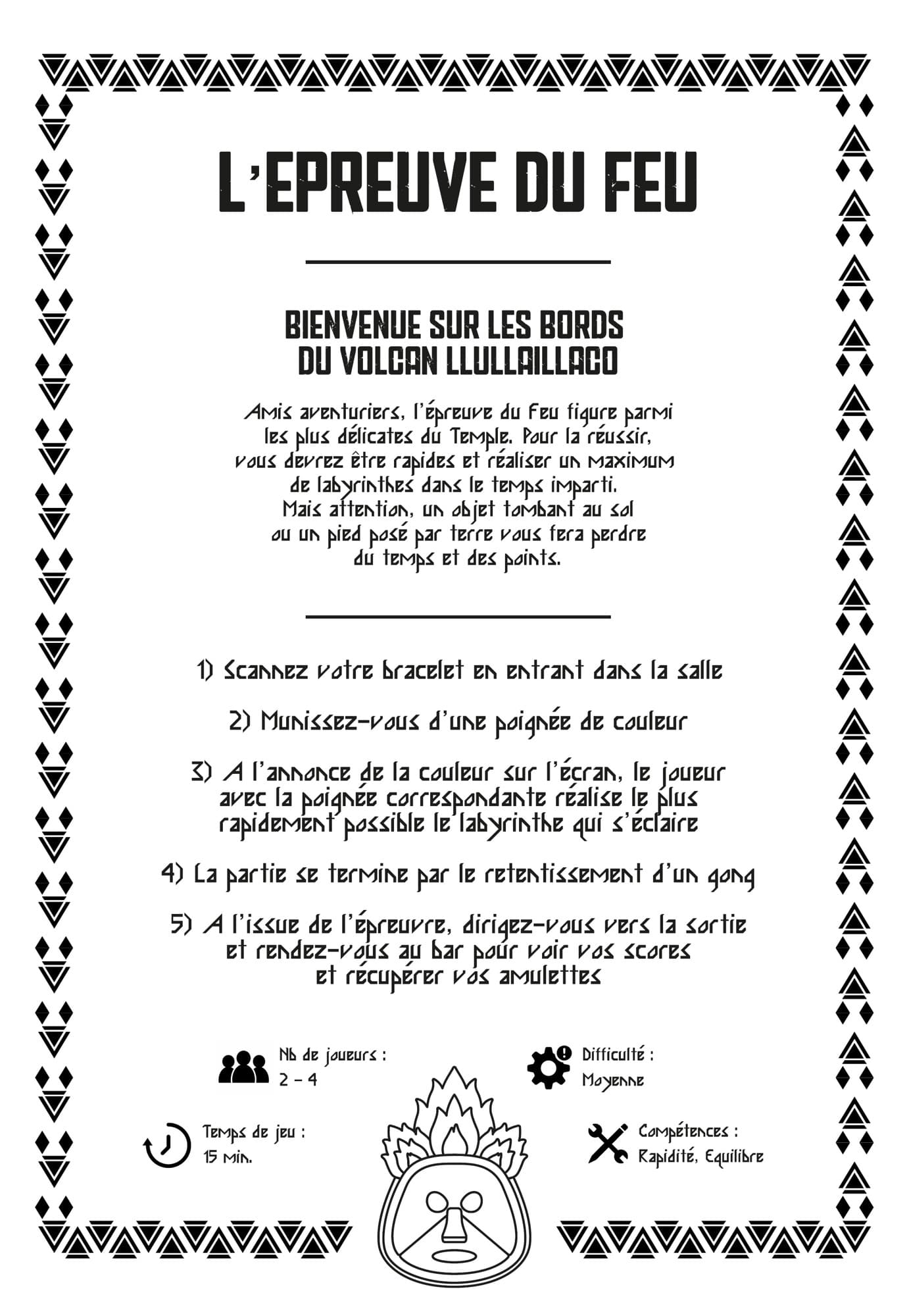 Panneau de règles de l'épreuve du Feu, dessiné pour être gravé sur bois