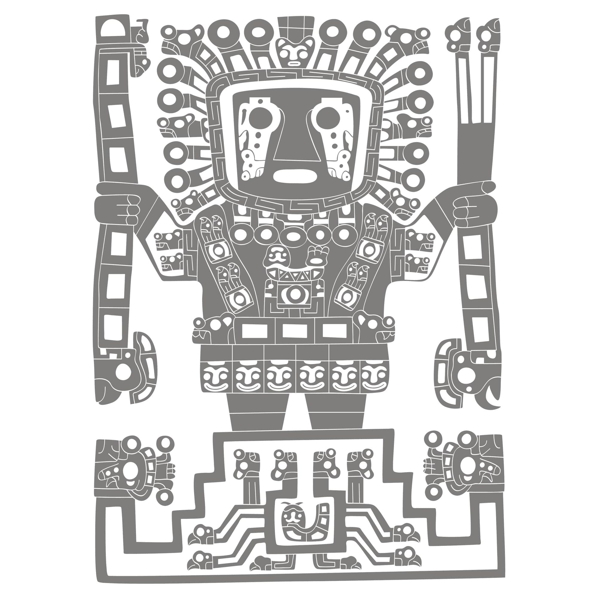 Viracocha vectorisé, le motif du mur de jeu de la salle de la Foudre